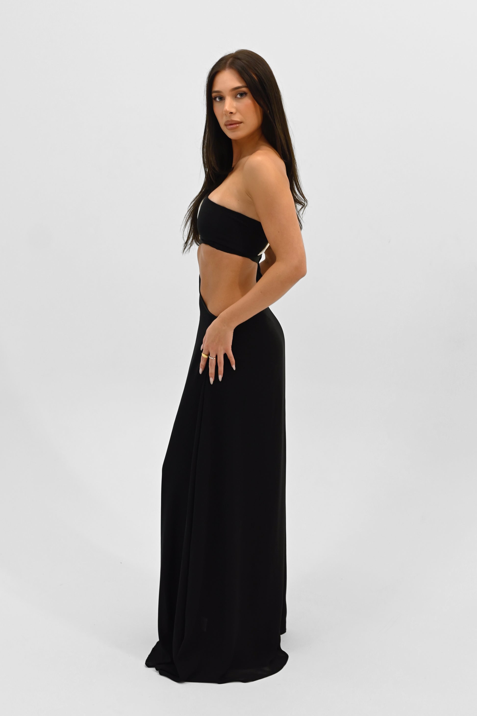 cutout maxi dress- black and white