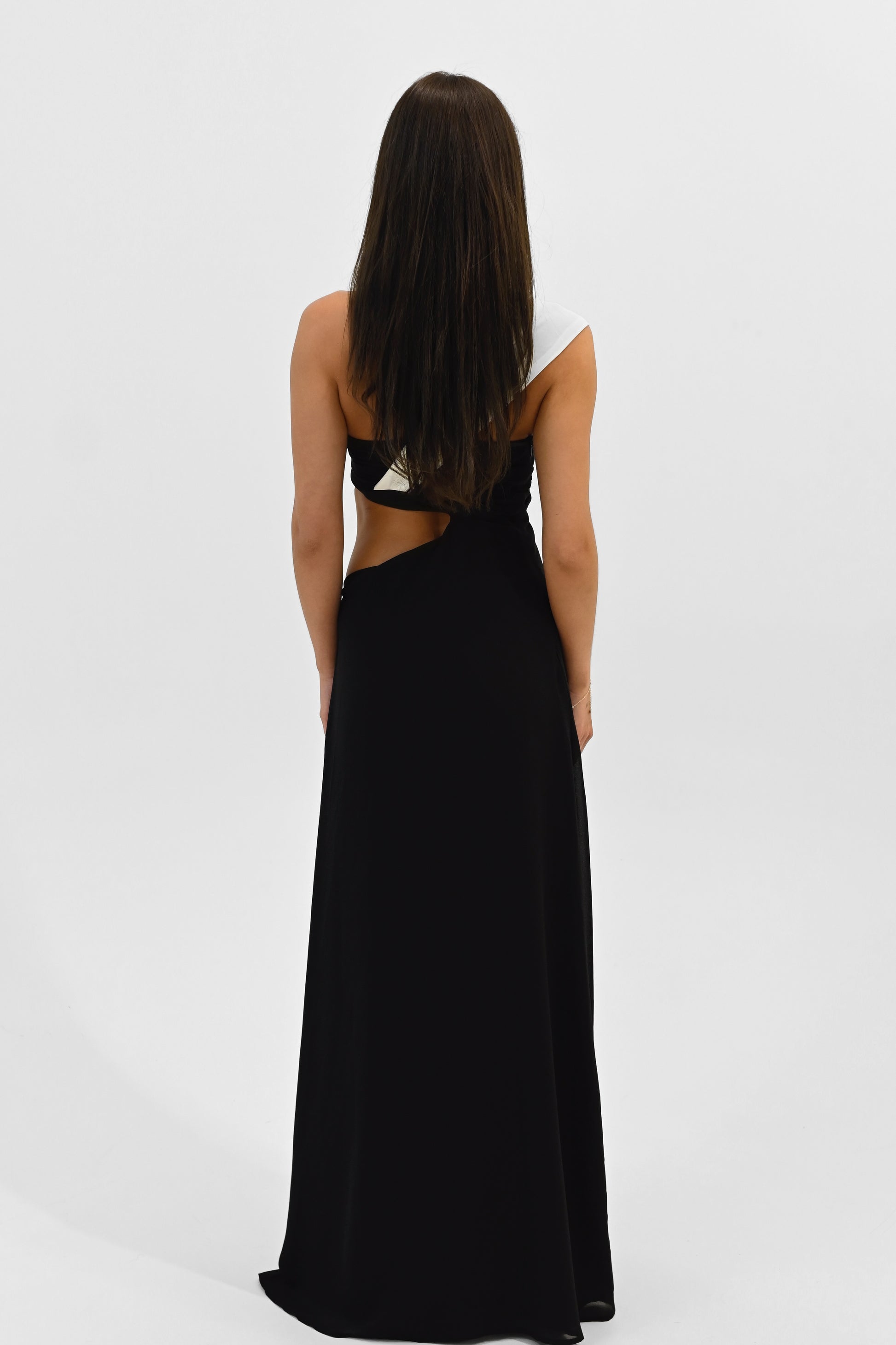 cutout maxi dress- black and white