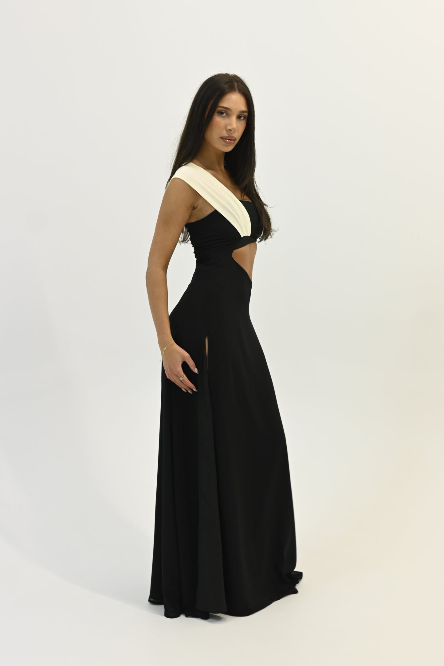 cutout maxi dress- black and white