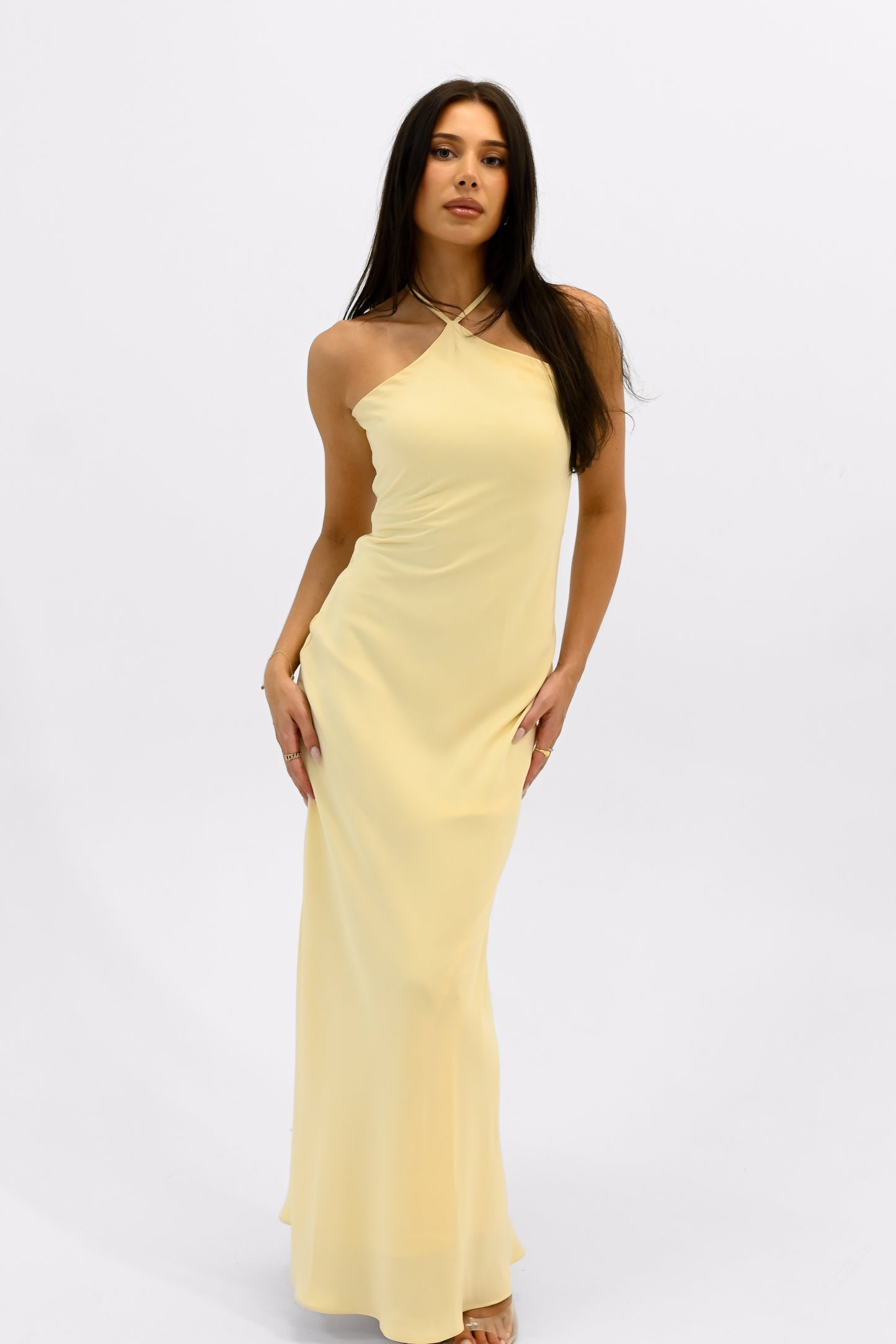 Halter maxi dress - yellow