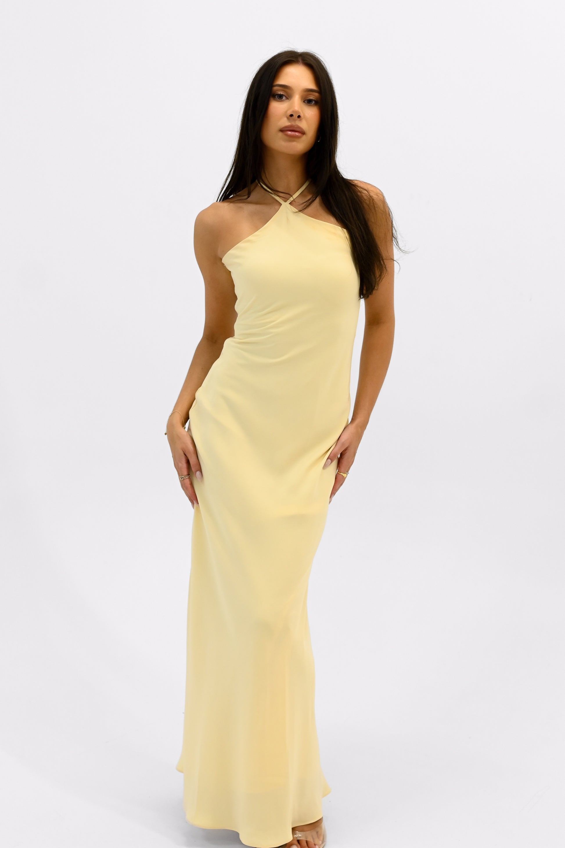 Halter maxi dress - yellow