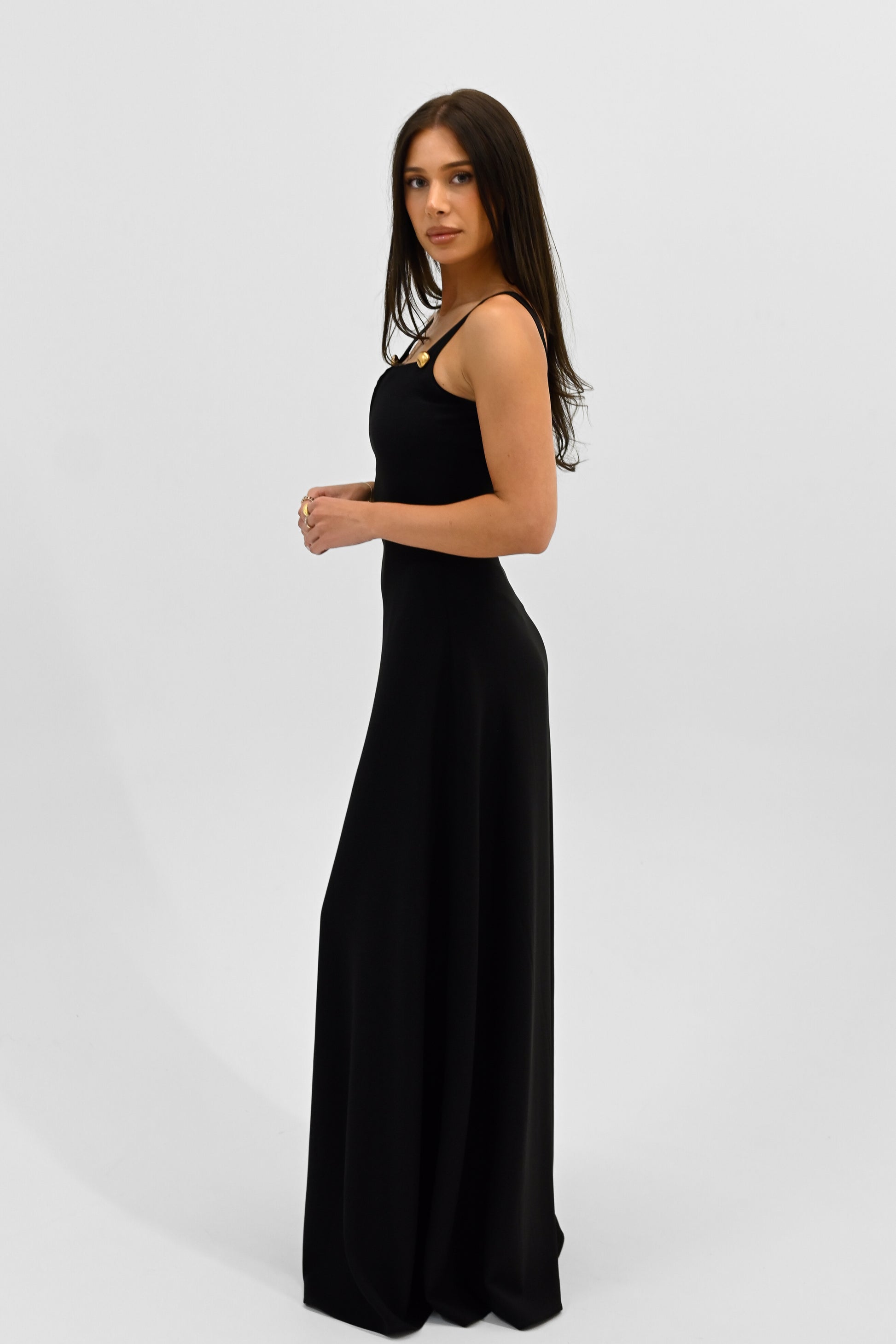 slit maxi dress- black 