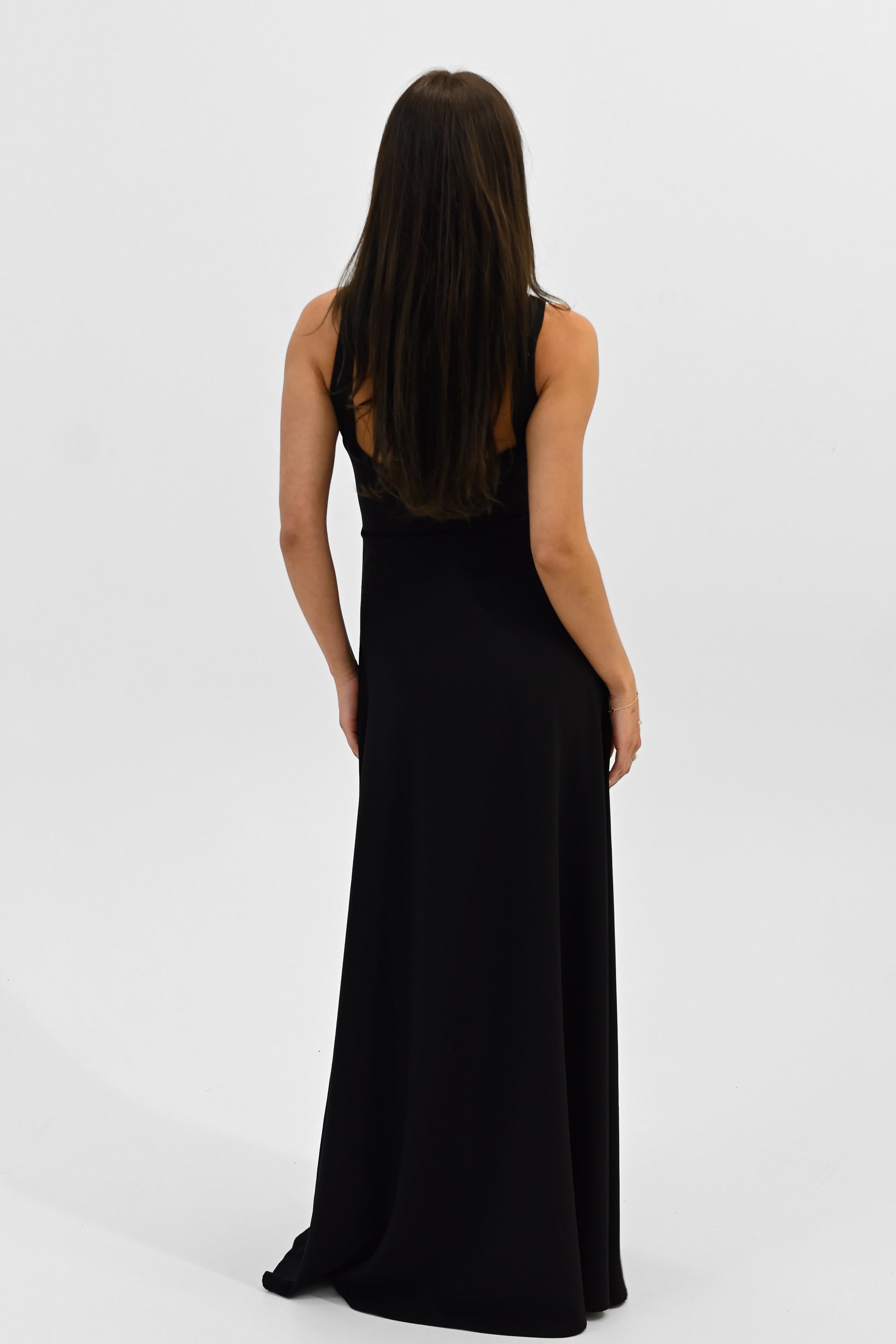 slit maxi dress- black 